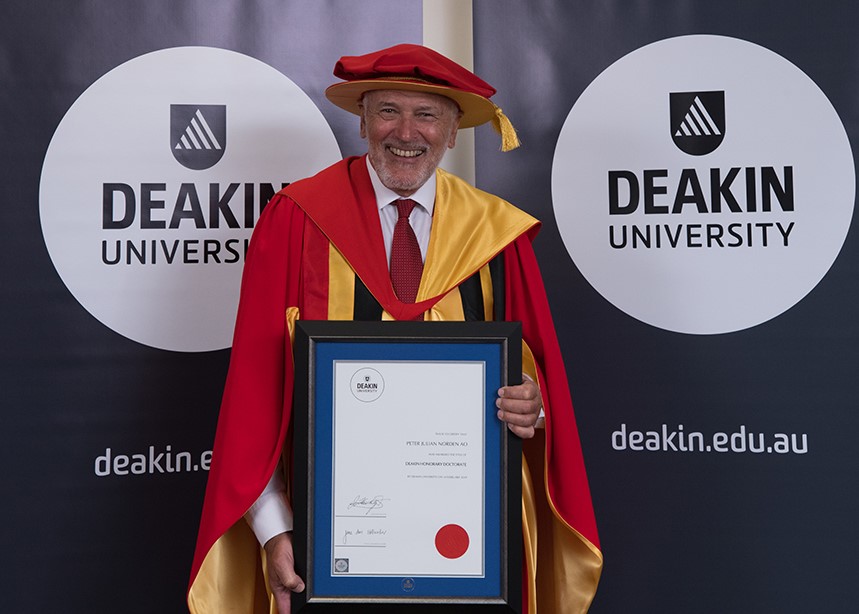 February 2019:  Peter Norden presented with an Honorary Doctorate by Deakin University, 'for eminent and sustained service to the Australian non-government sector in the field of community services'